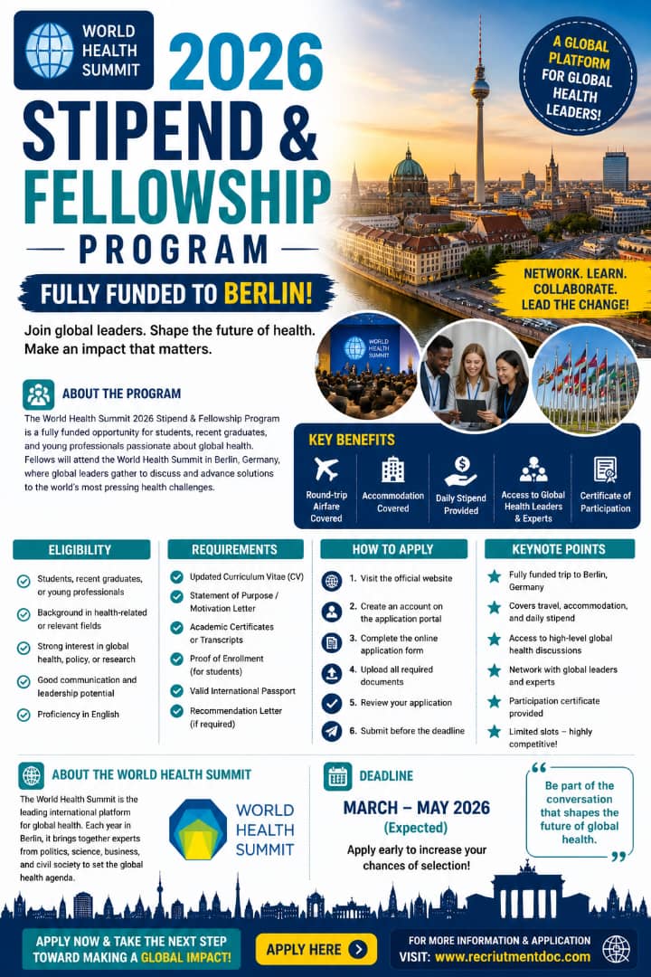 World Health Summit Fully Funded 2026/https://recruitmentdoc.com/
